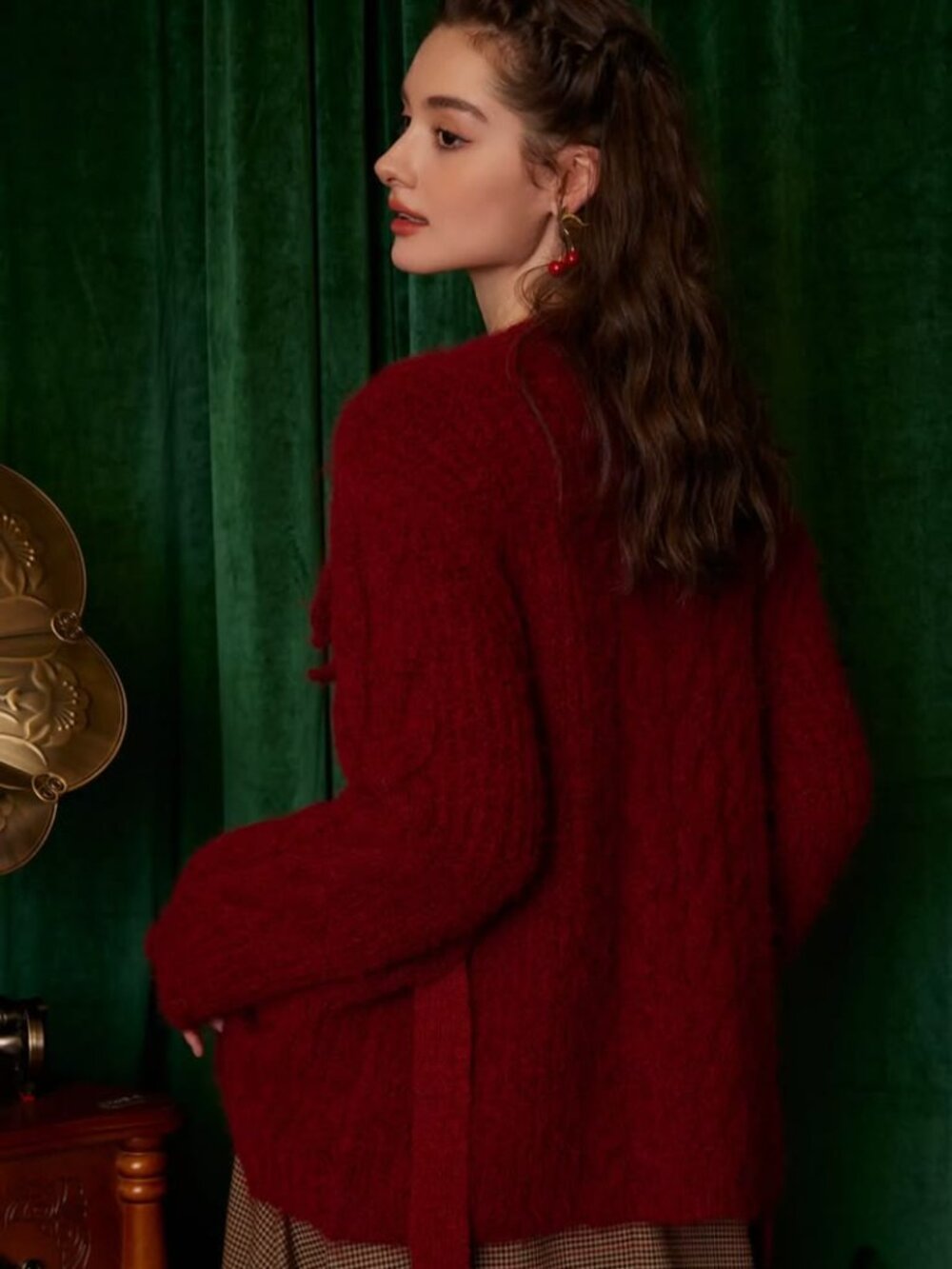 LACEMADE coquette Semi Sweet Chiffon Cardigan in red - Picture 4 of 11